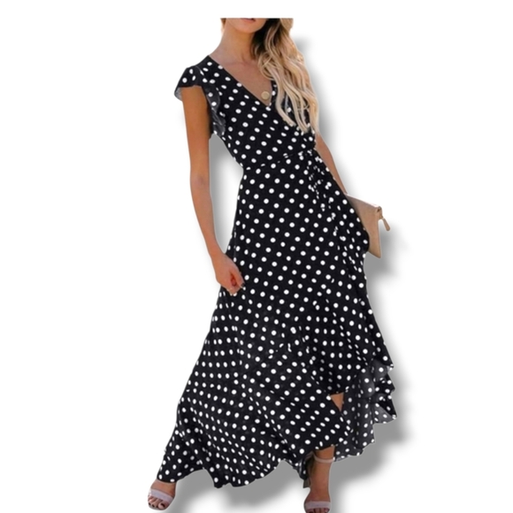 Polka Dot Wrap Dress - Picture 3 of 10
